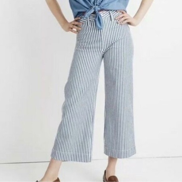 Madewell Pants - Madewell Emmett Wide Leg Stripe Crop Pants, 25, EUC